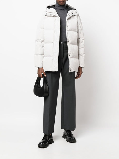 quilted-finish hooded coat